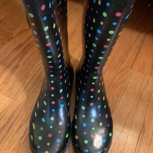 Western chief size 6 polkadot rubber boots with adjustable calf